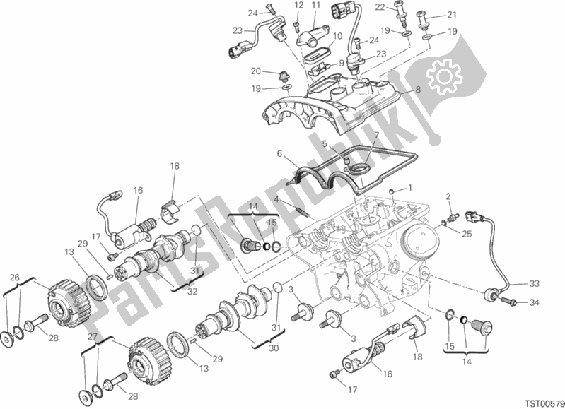 All parts for the Vertical Cylinder Head - Timing of the Ducati Multistrada 1200 Enduro Touring USA 2016